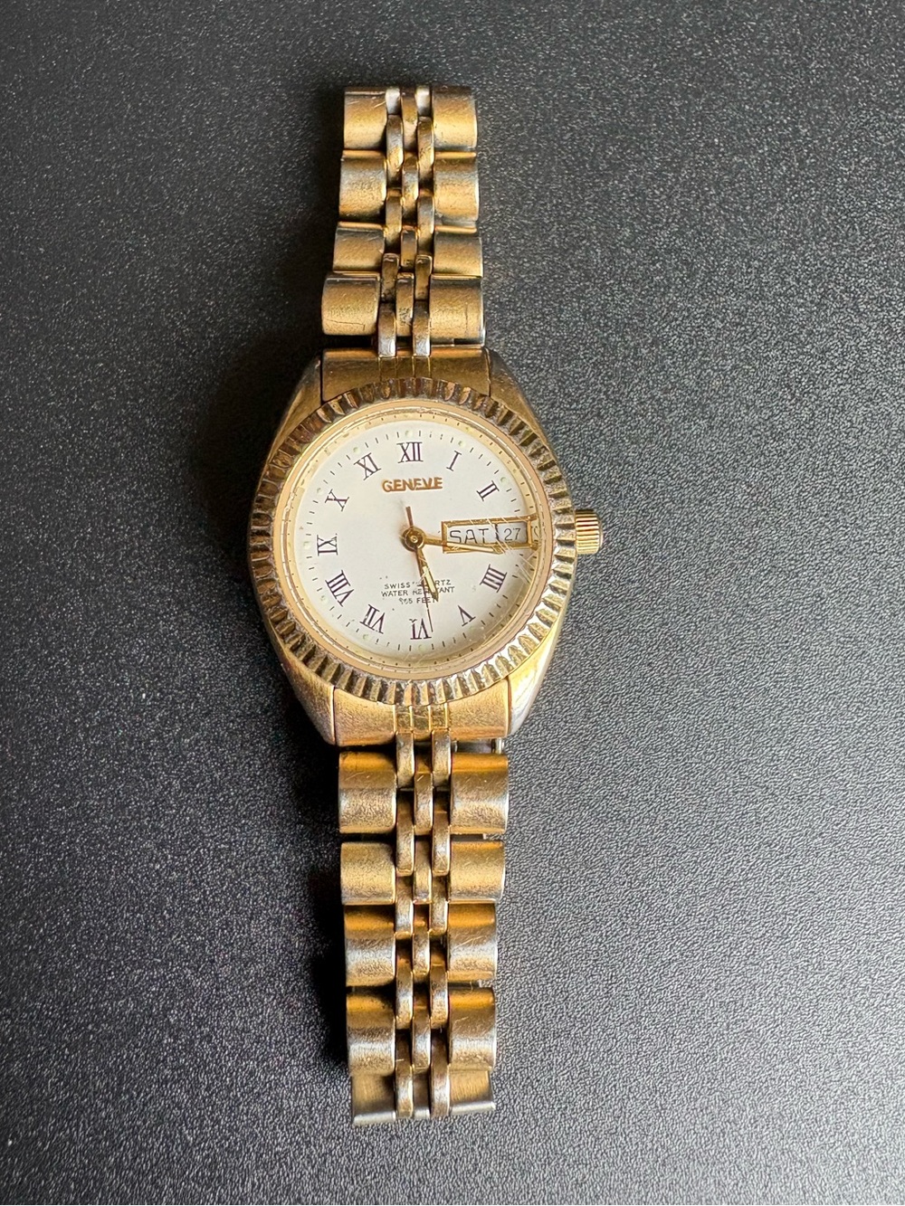 Geneve Gold-Tone Ladies Wristwatch with Roman Dial